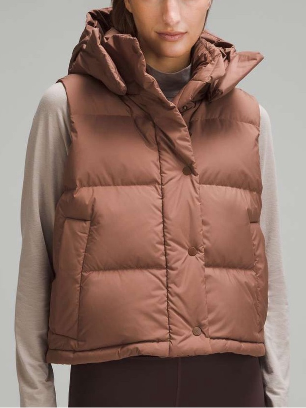 Lululemon Wunder Puff Cropped Vest with Hood - Roasted Brown Size 6
